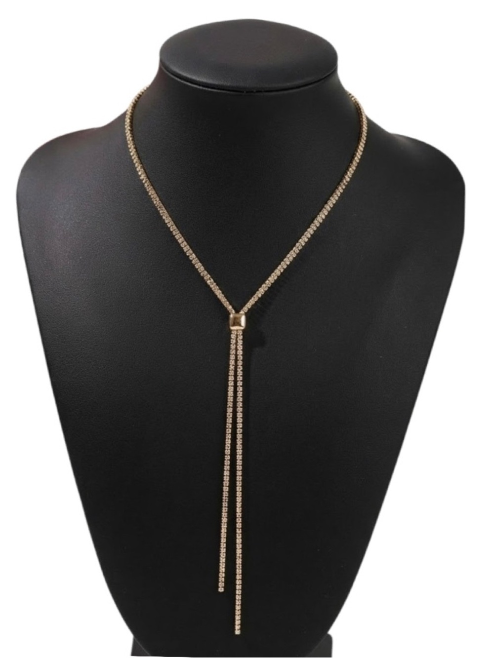 Crystal Avenue Cullen Clear Crystal Gold Tone Slider Necklace (NWT)